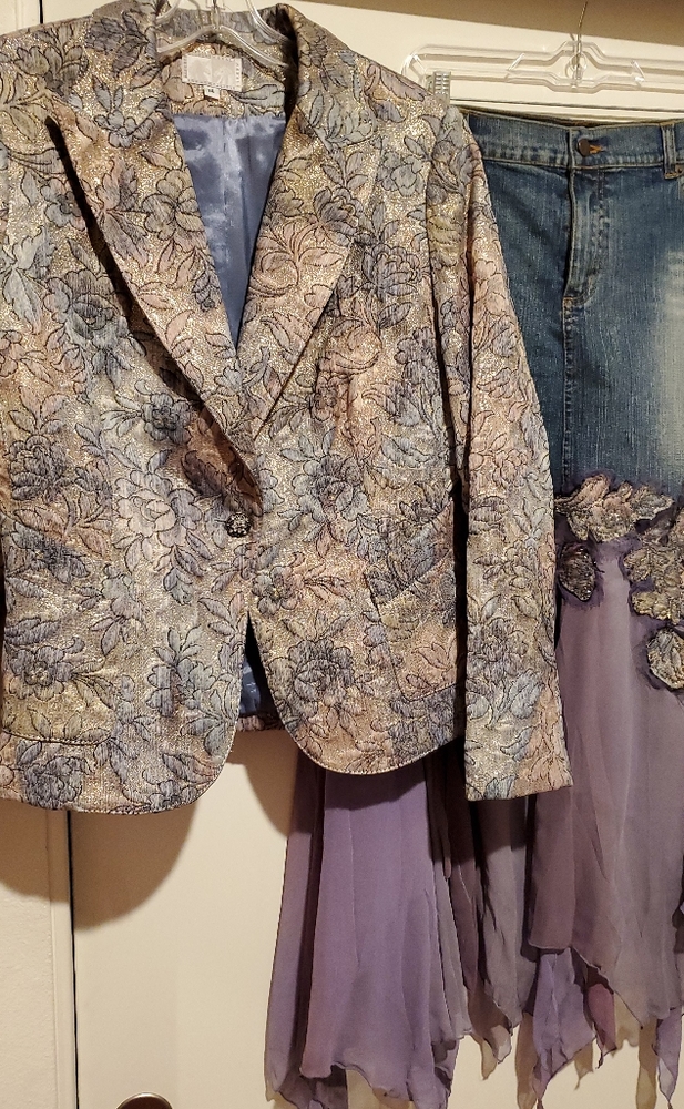 Alberto Makali 2 Piece Jean Skirt Jacket Suit sz14